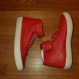 Pierre Hardy Red Cube-Embossed High Top Sneakers